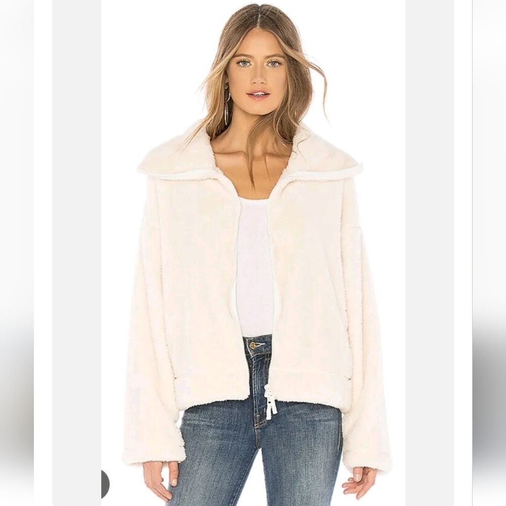 FP Movement Dazed High Neck Sherpa Jacket in Ivory Size L